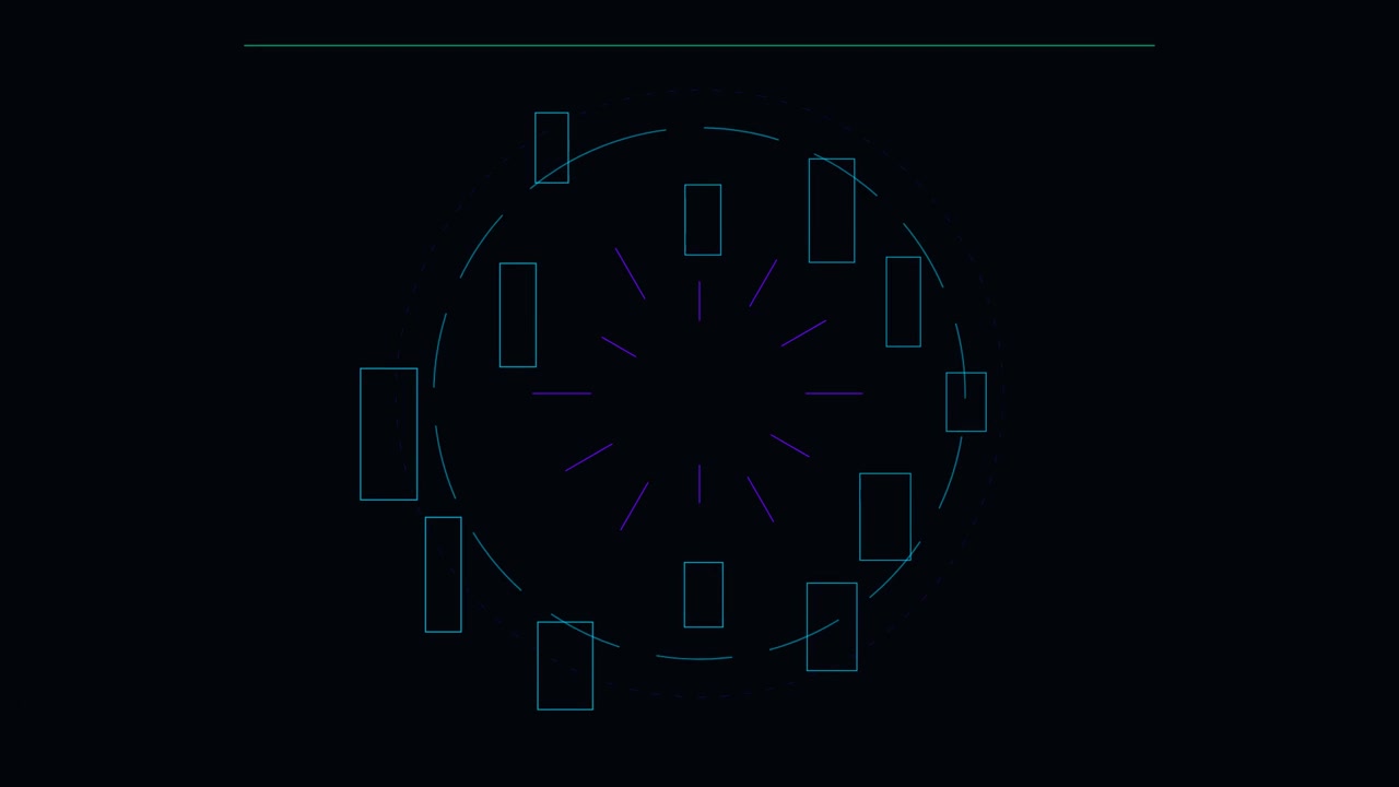 Abstract Digital Animation of Rotating Geometric Shapes and Lines