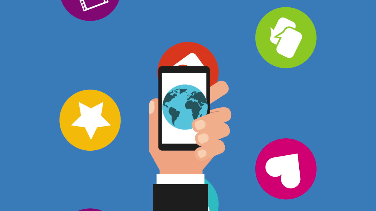 social media technology with hand using smartphone