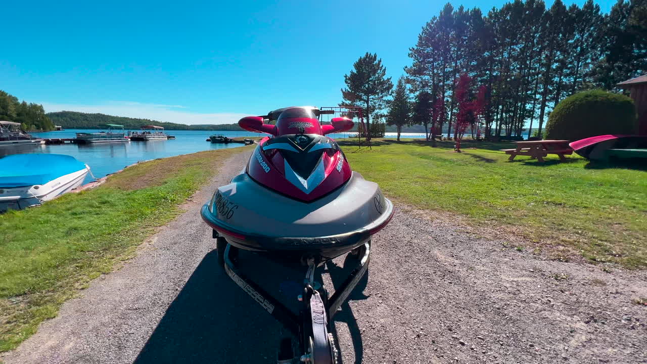 Pulling sea-doo out of the water at a marina