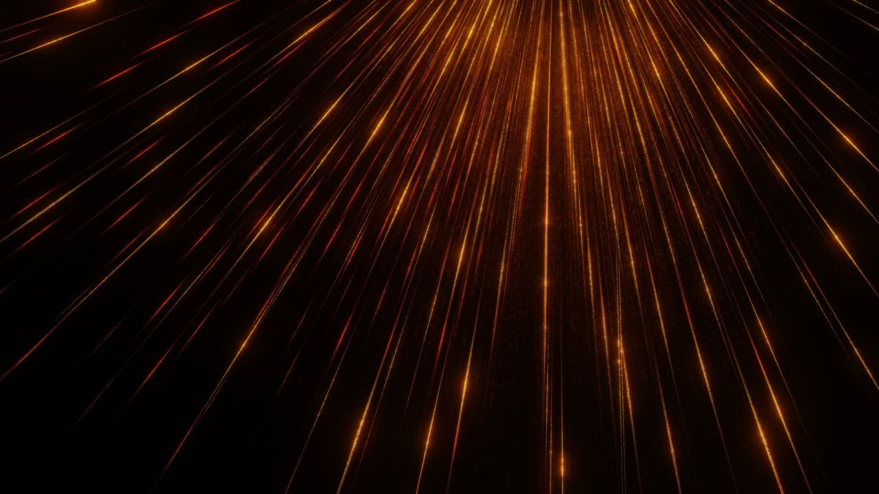 perspectiva de túnel de rayas de luz dorada abstracta. línea de partículas. hiperscape, big data, portal de música en fondo negro