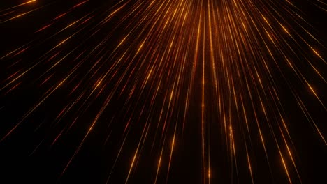 abstract gold light streak tunnel perspective. particle line. hyperscape, big data, music portal on black background