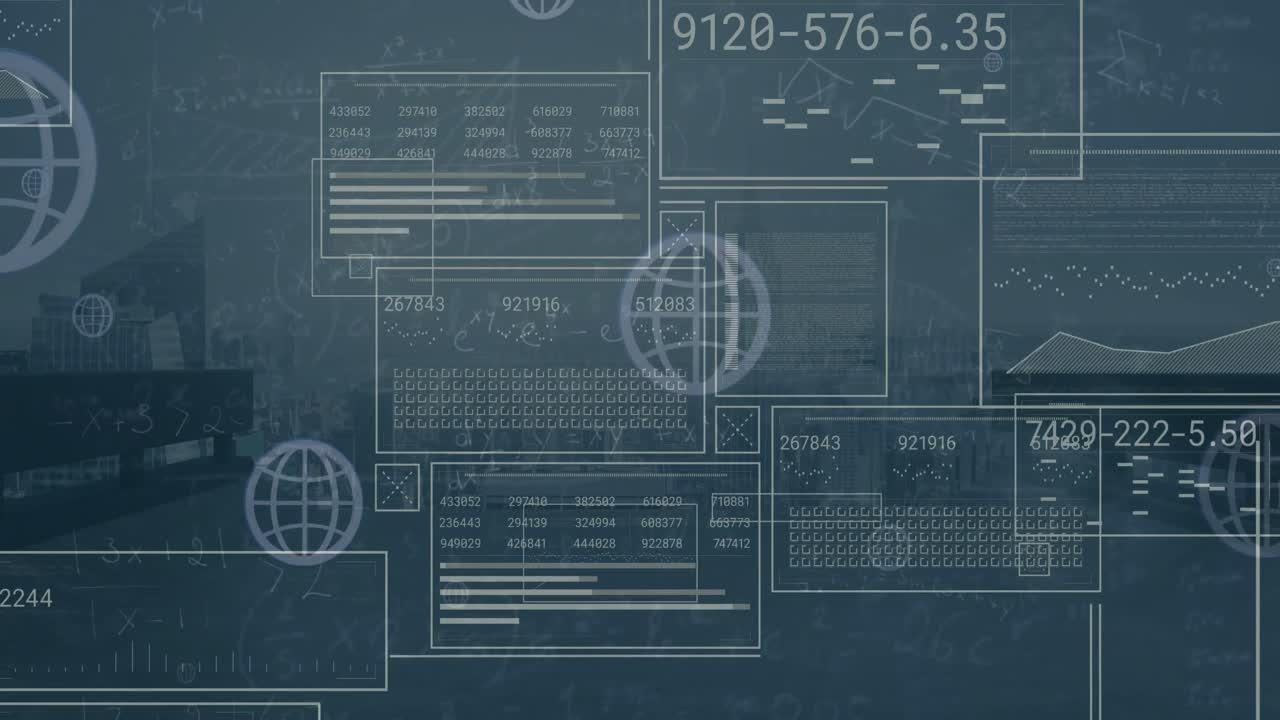 animación del procesamiento de datos digitales en pantallas