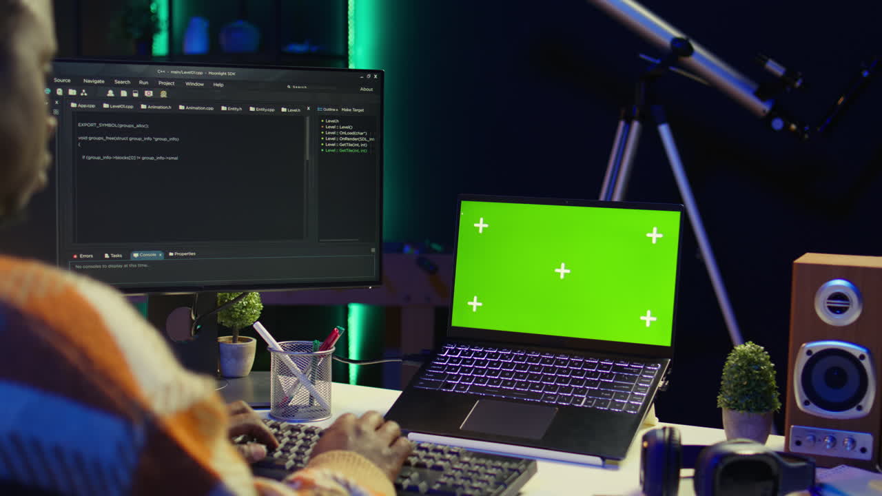 Programming on Computer with Green Screen