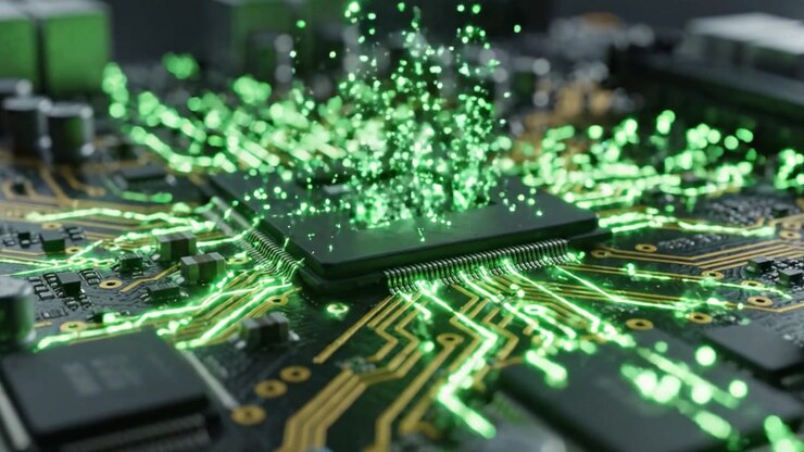 Exploring the Intricate World of Microchip Circuits: A Close-Up View of Technology's Backbone with Evolving Patterns and Dynamic Light Effects