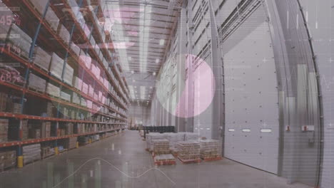 animación del procesamiento de datos en un almacén vacío