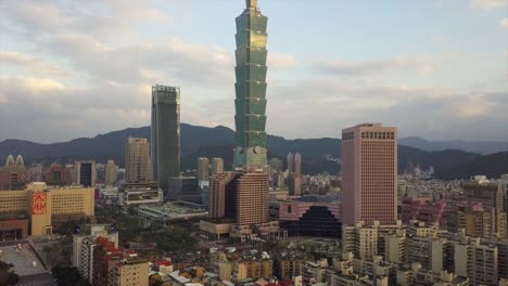 taiwan sunset time taipei city center aerial panorama 4k