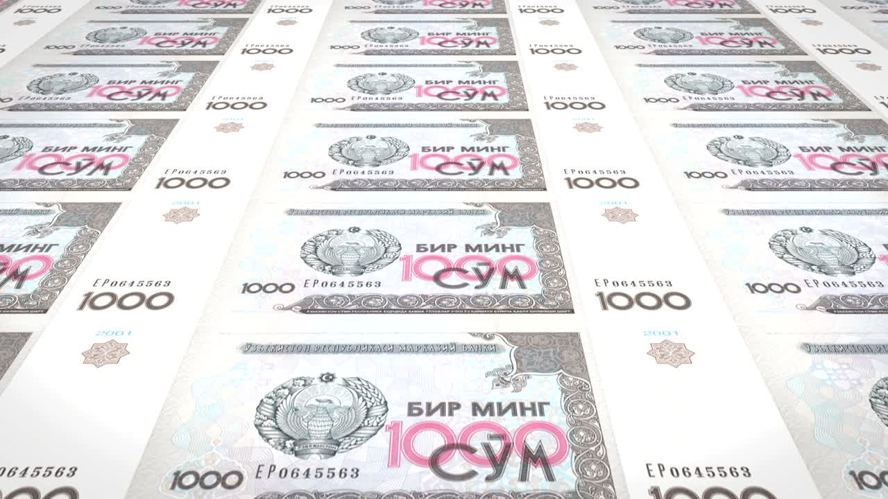1000 우즈베키스탄 의 지폐, 현금, 루프