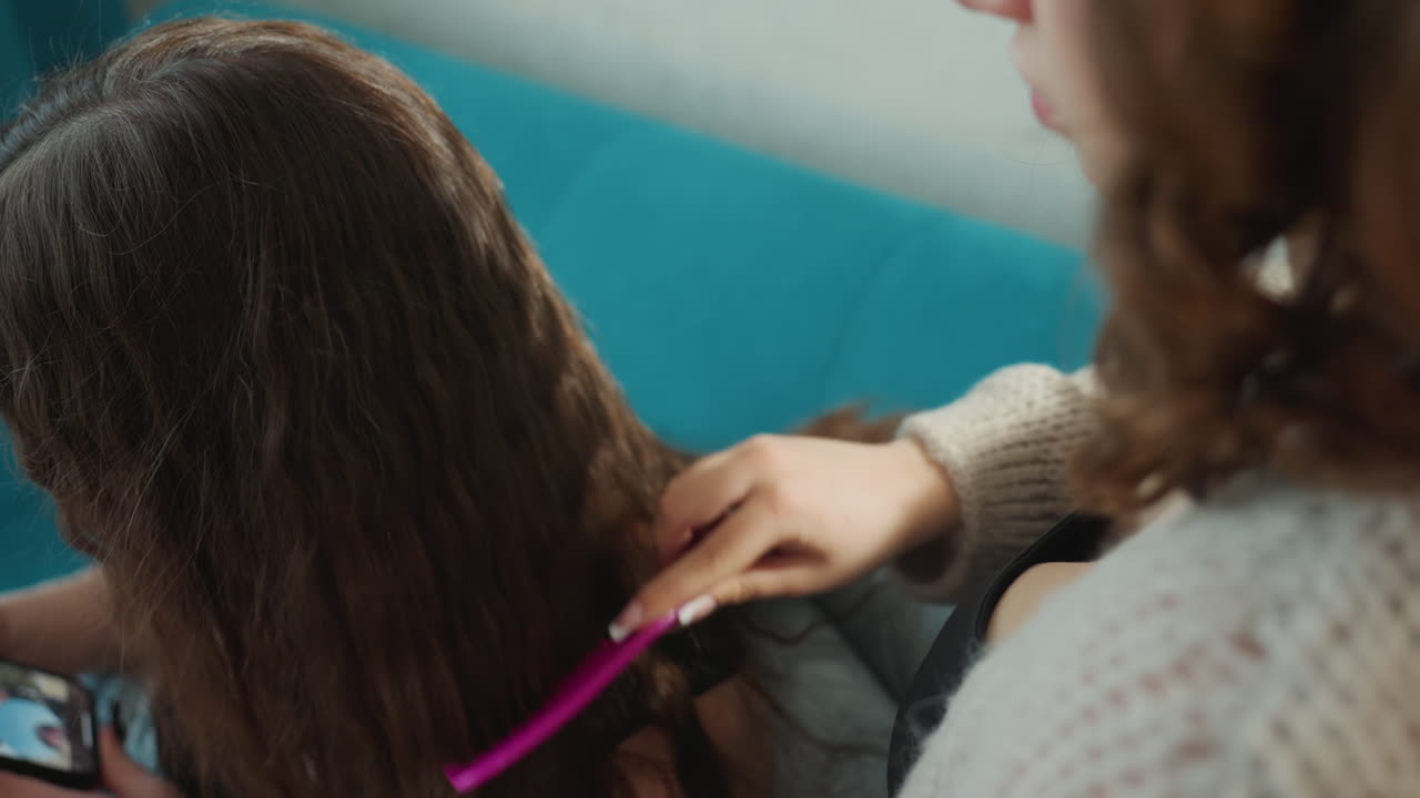 Salon Scene Details, Tranquil Salon Environment Where Specialists Meticulously Style Hair, Serene Hair Studio Setting Where Experienced Stylists Carefully Craft Each Hairstyle With Precision