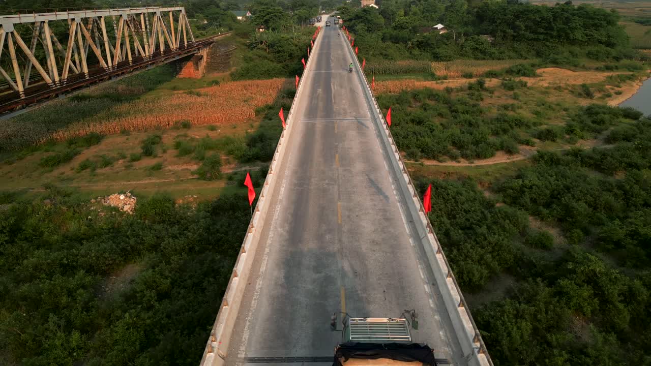 Country Road Bridge with Railway Tracks
