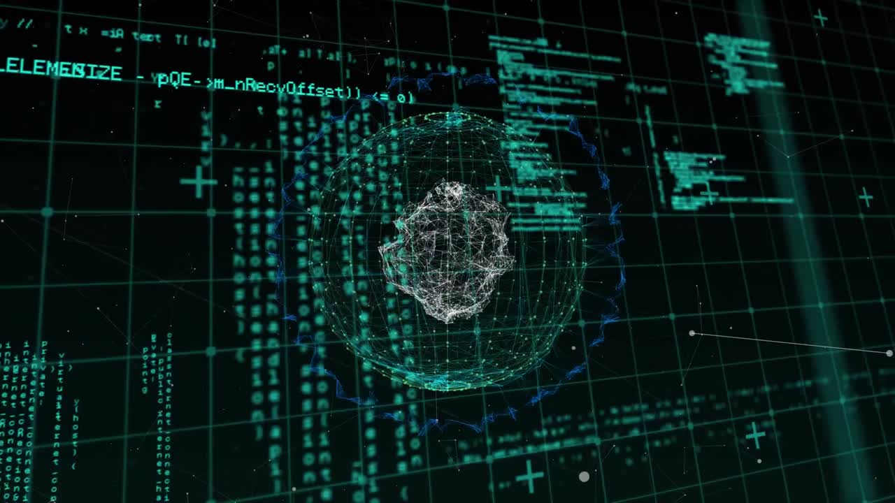 procesamiento de datos contra el globo de la red de conexiones