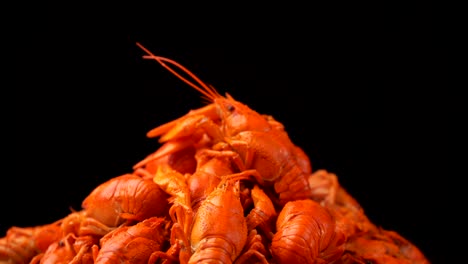 footage red boiled crawfish closeup rotate on a tray