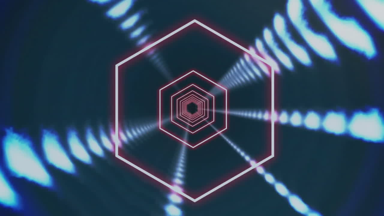 검은 바탕에 네온 터널의 애니메이션