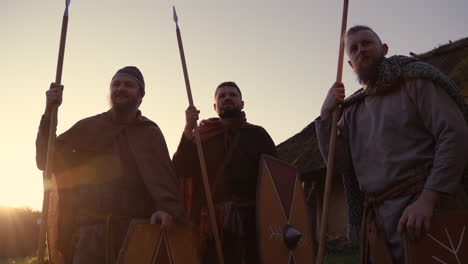 historical reenactment of viking warriors