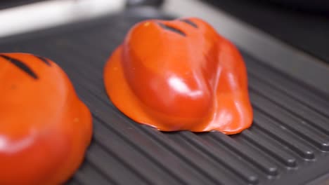 red bell peppers grilling