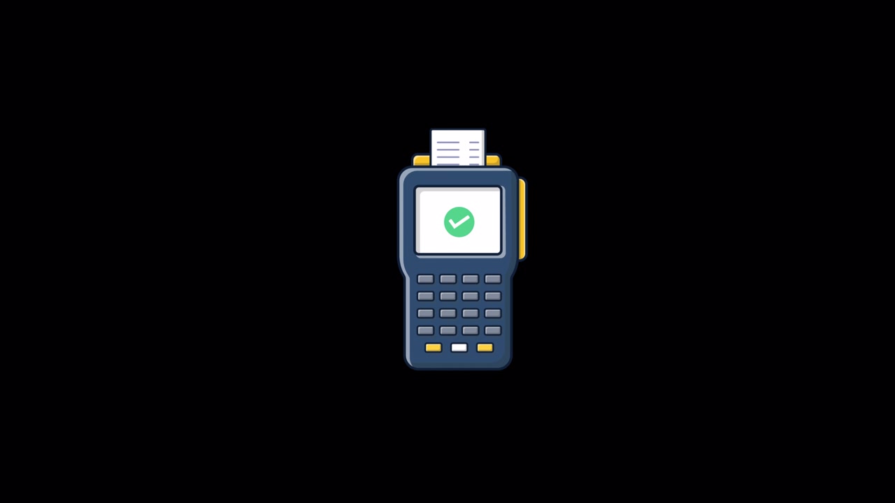Animated Payment Terminal with Approved Transaction and Receipt