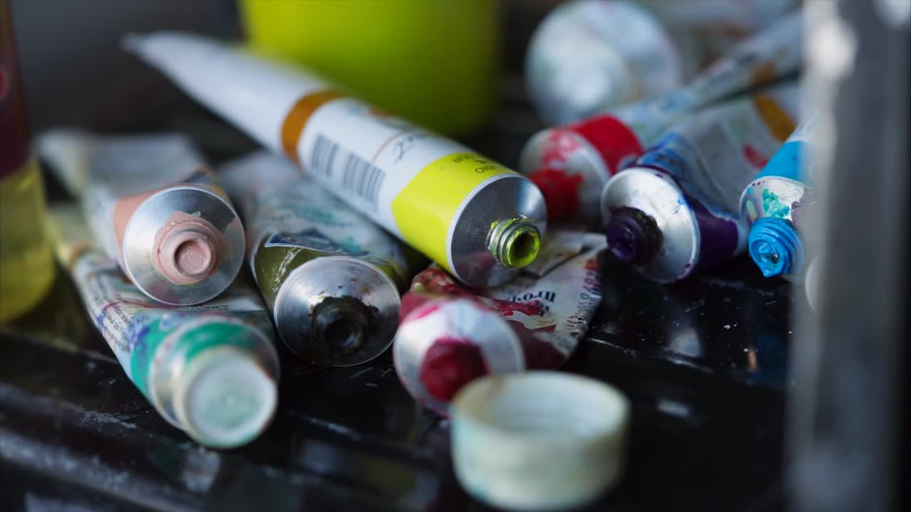 Assorted tubes of paint