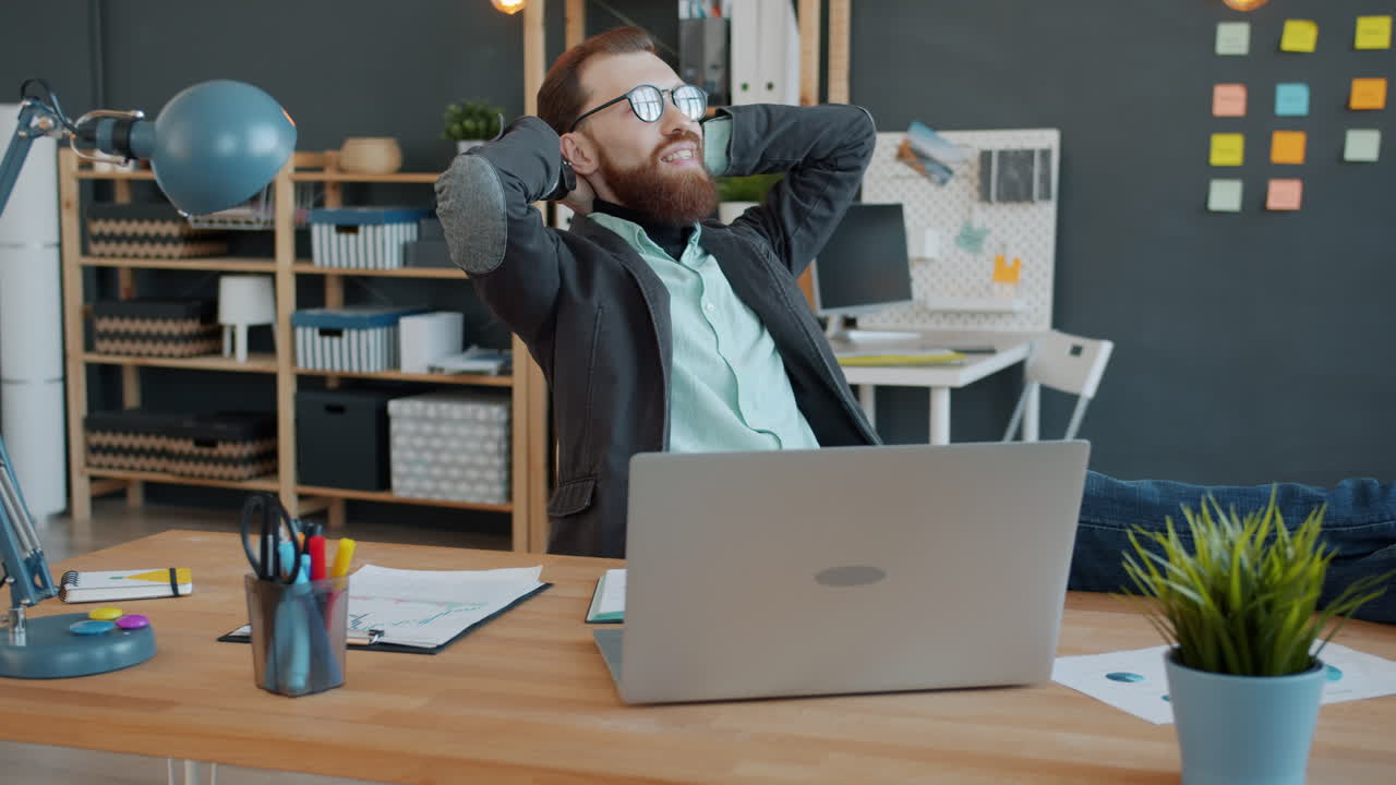 Man relaxing in office