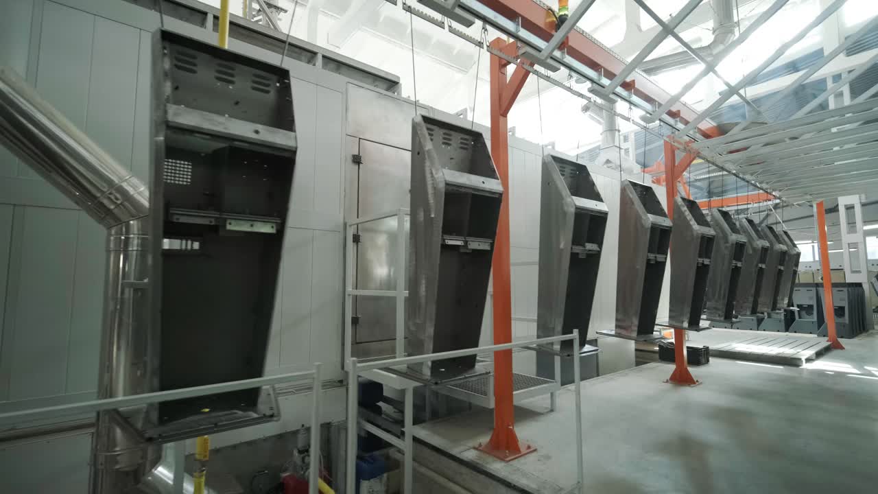 Metal Parts Painting Process in a Factory