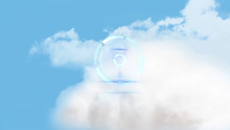 animación del escáner de alcance sobre el cielo con nubes