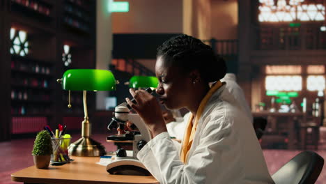 african american future researcher prepares for exam in a quiet study space