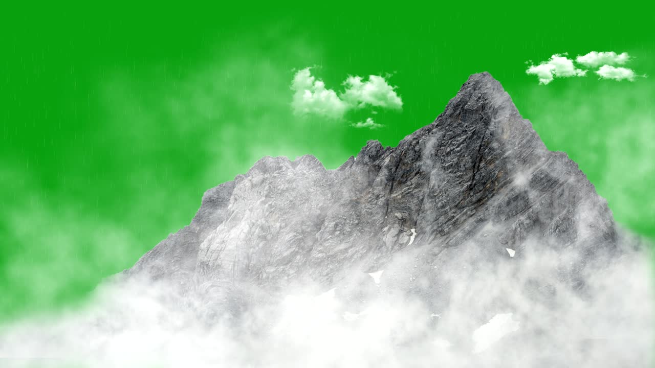 언덕 위의 비가 녹색 화면 모션 그래픽