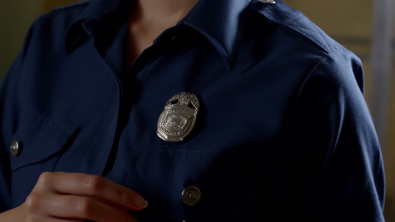 Police badge on uniform
