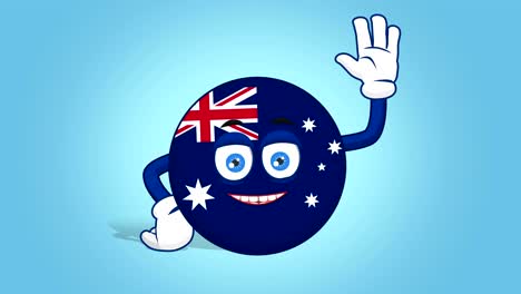 cartoon icon flag australia hi hello with face animation with alpha matte