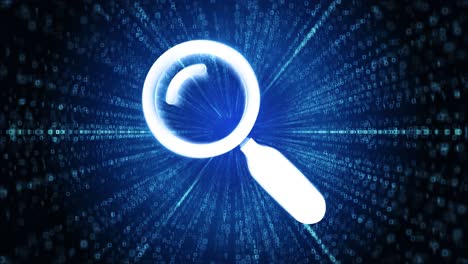 search button icon digital cyber space loop technology tunnel animation magnifying icon magnify