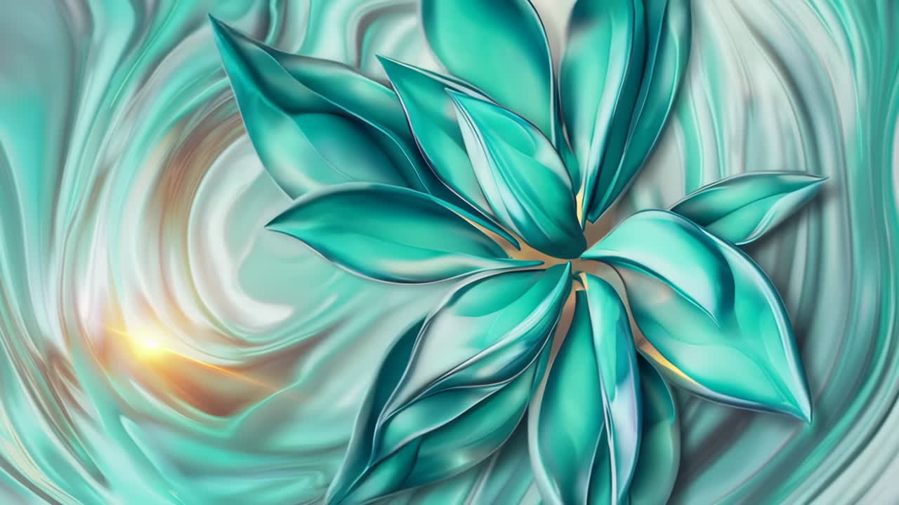 Teal Abstract Flower