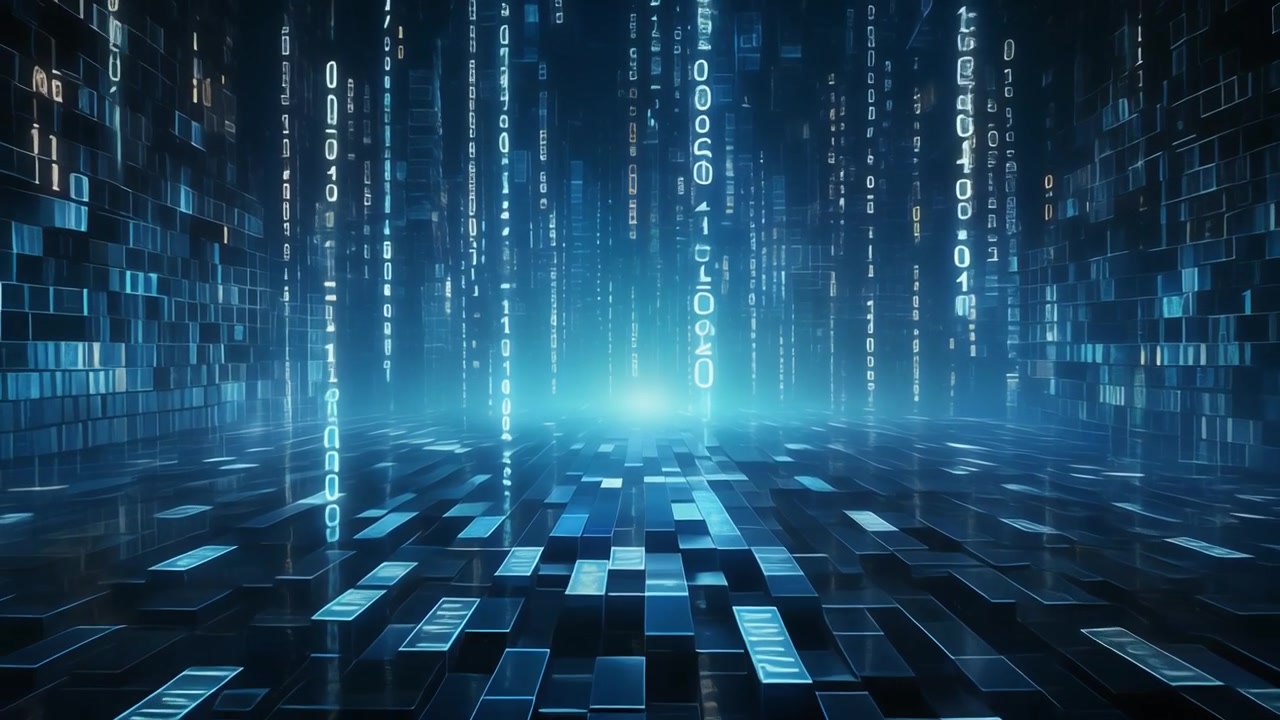 Digital Datastrøm der Strømmer Gennem Virtuel Cyberspace-tunnel