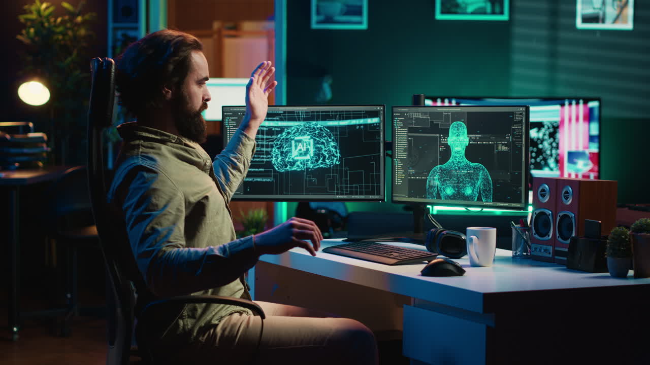 Deviant AI superintelligence enslaving its creator, posing risk to humanity