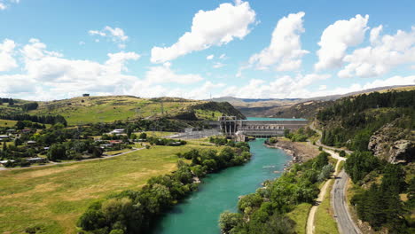 roxburgh hydro dam on the clutha river in central otago, south island of new zealand