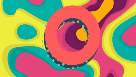 Animation-of-circles-over-neon-retro-pattern