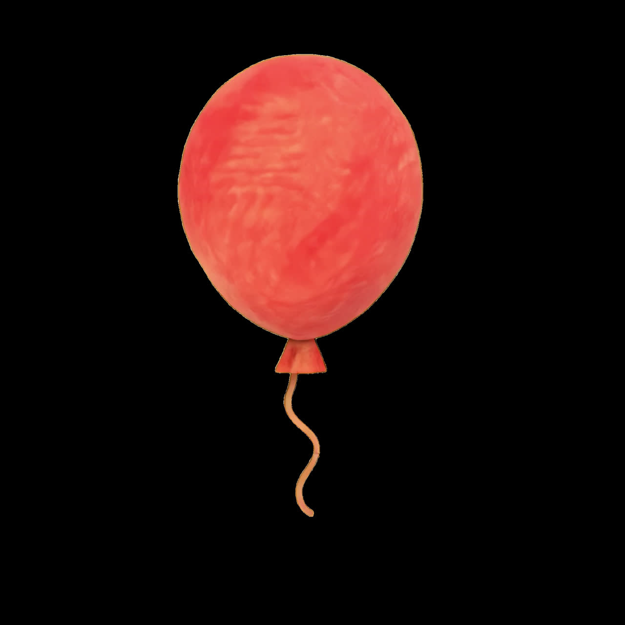 Vibrant orange balloon floating animation isolated asset, transparent 4K video, alpha channel