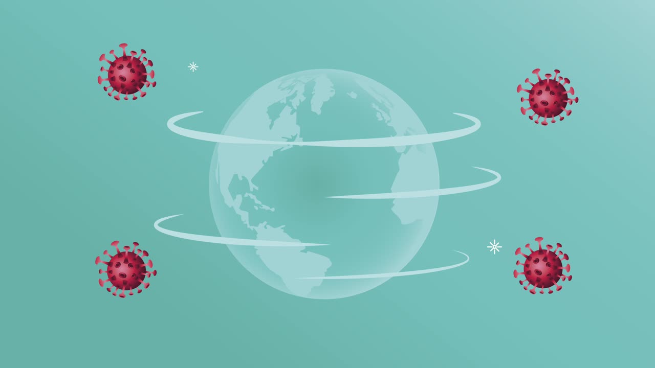 covid19 particles with particles and earth planet