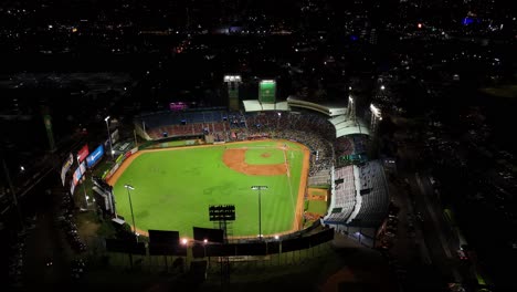 quisqueya marichal baseball stadium at night, santo domingo dominican republic, aerial view