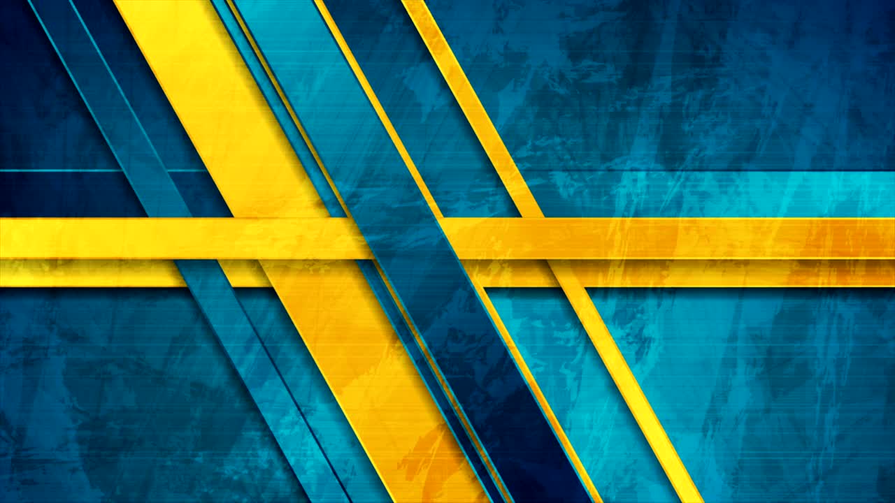 Bright yellow and blue stripes grunge geometric motion background