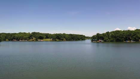 river mouth and luch forest, aerial forward