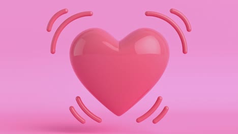 pink heart shape 3d rendering motion cartoon style