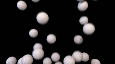 las bolas de golf llenan la pantalla de transición superposición compuesta 4k