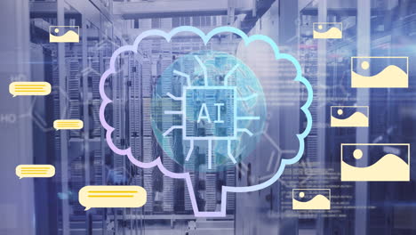 animation of ai data processing over computer servers