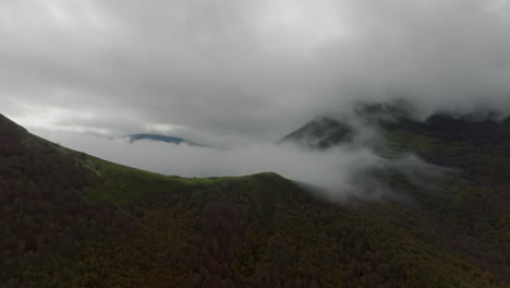 foggy mountains aerial view