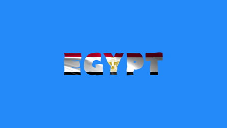 egypt country wiggle text animation lettering with her waving flag blend in as a texture - blue screen background chroma key loopable video