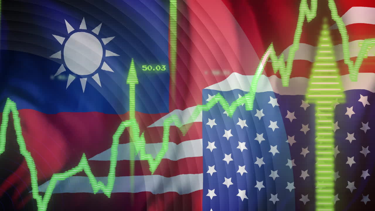대만과 미국 발 위의 금융 데이터 애니메이션