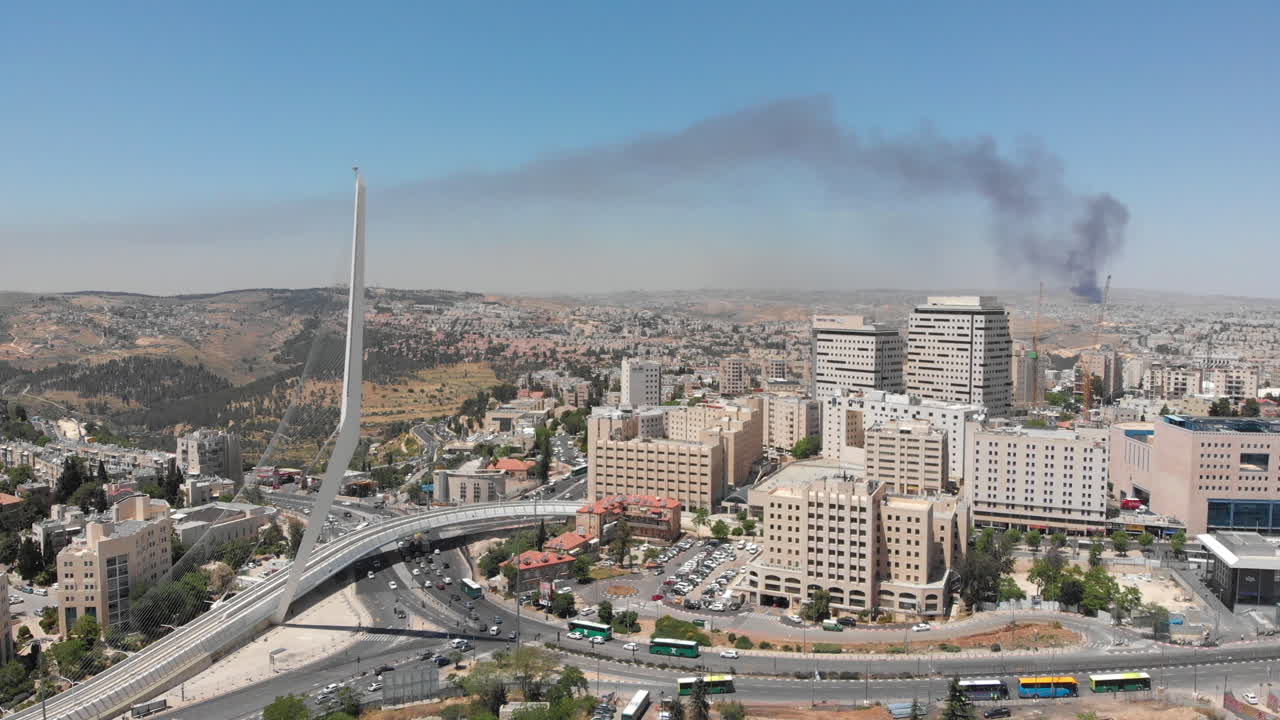 Jerusalem main entrance with Chords Bridge Aerial view