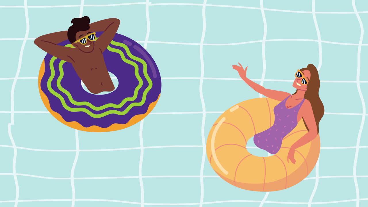 pareja interracial relajándose en las carrozas animación