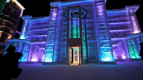 ice building illuminated at night