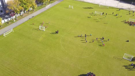 aerial view of children's soccer practice