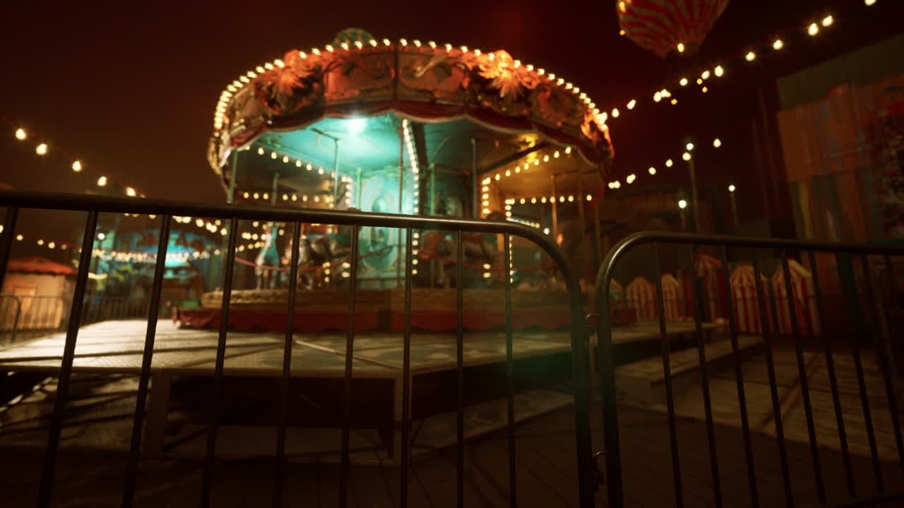 A carousel at night with lights