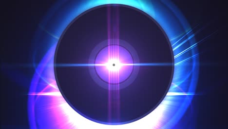 stylized vinyl record rotating in reverse against multicolor conceptual bright background